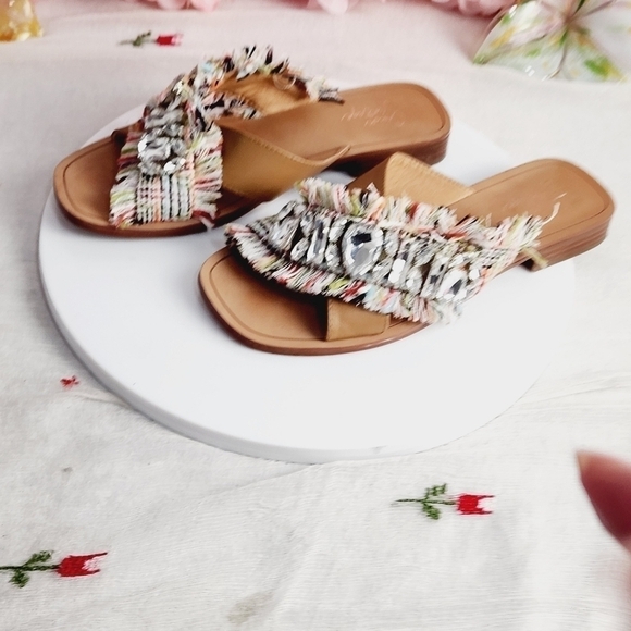 Crown Vintage Somaya Sandal Bohemian Style Large Maximized Chrystal's Size: 7 - Picture 2 of 11